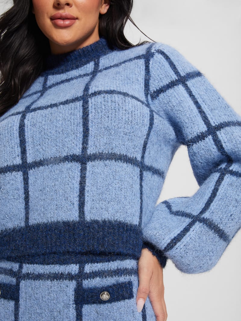 Guess Nadia Plaid Sweater - Blue Check Guess Nadia Plaid Sweater - Blue Check