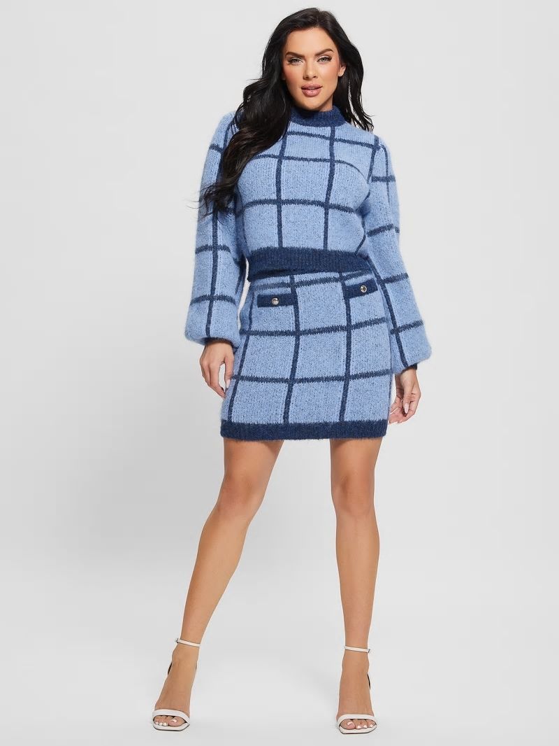 Guess Nadia Plaid Sweater - Blue Check Guess Nadia Plaid Sweater - Blue Check