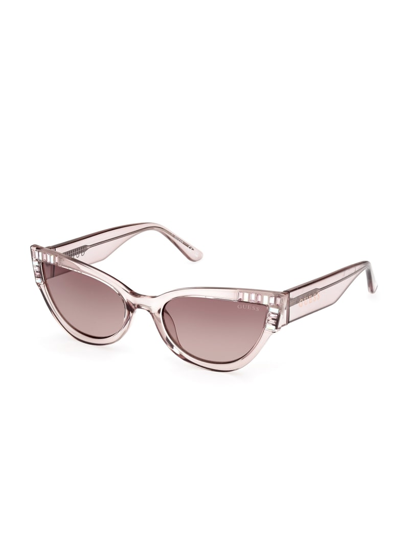 Guess Plastic Cat-Eye Stone Sunglasses - Nude Guess Plastic Cat-Eye Stone Sunglasses - Nude