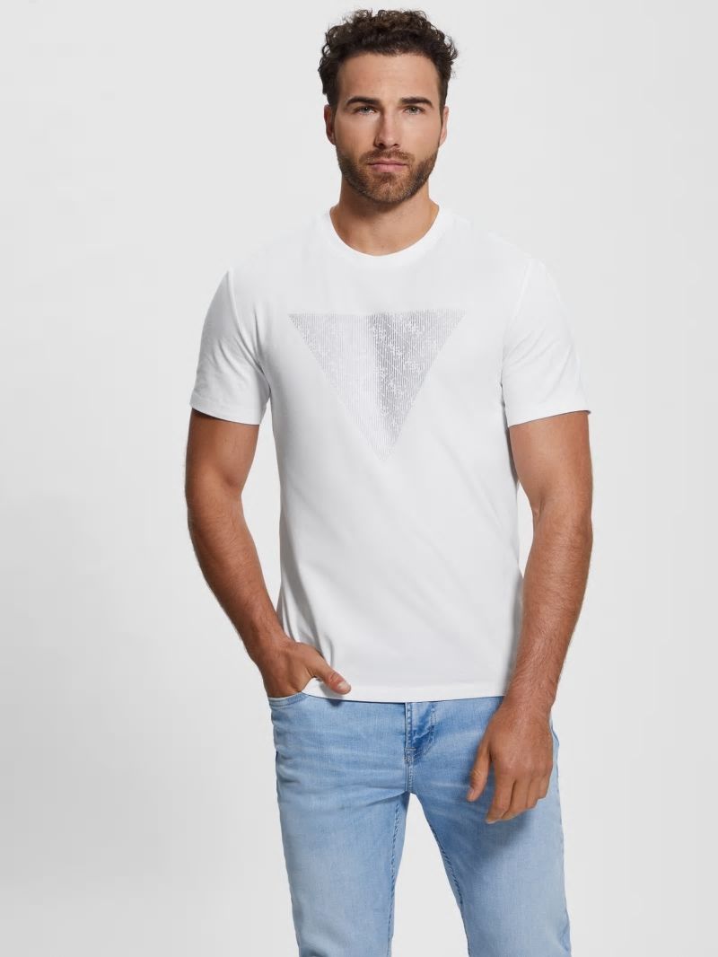 Guess Eco Triangle Crewneck Tee - Pure White Guess Eco Triangle Crewneck Tee - Pure White