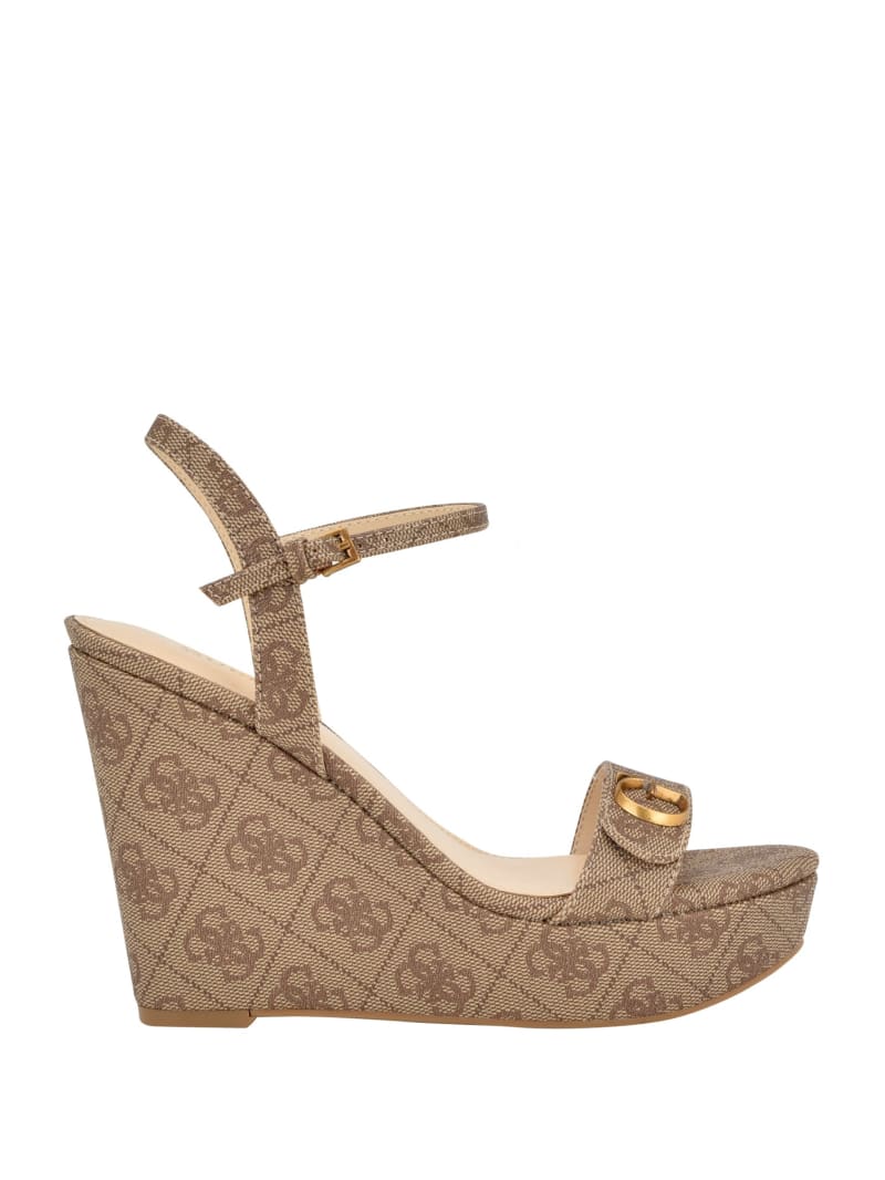 Guess Himifa Shimmer Metallic G Wedge Sandals - Medium Brown Guess Himifa Shimmer Metallic G Wedge Sandals - Medium Brown