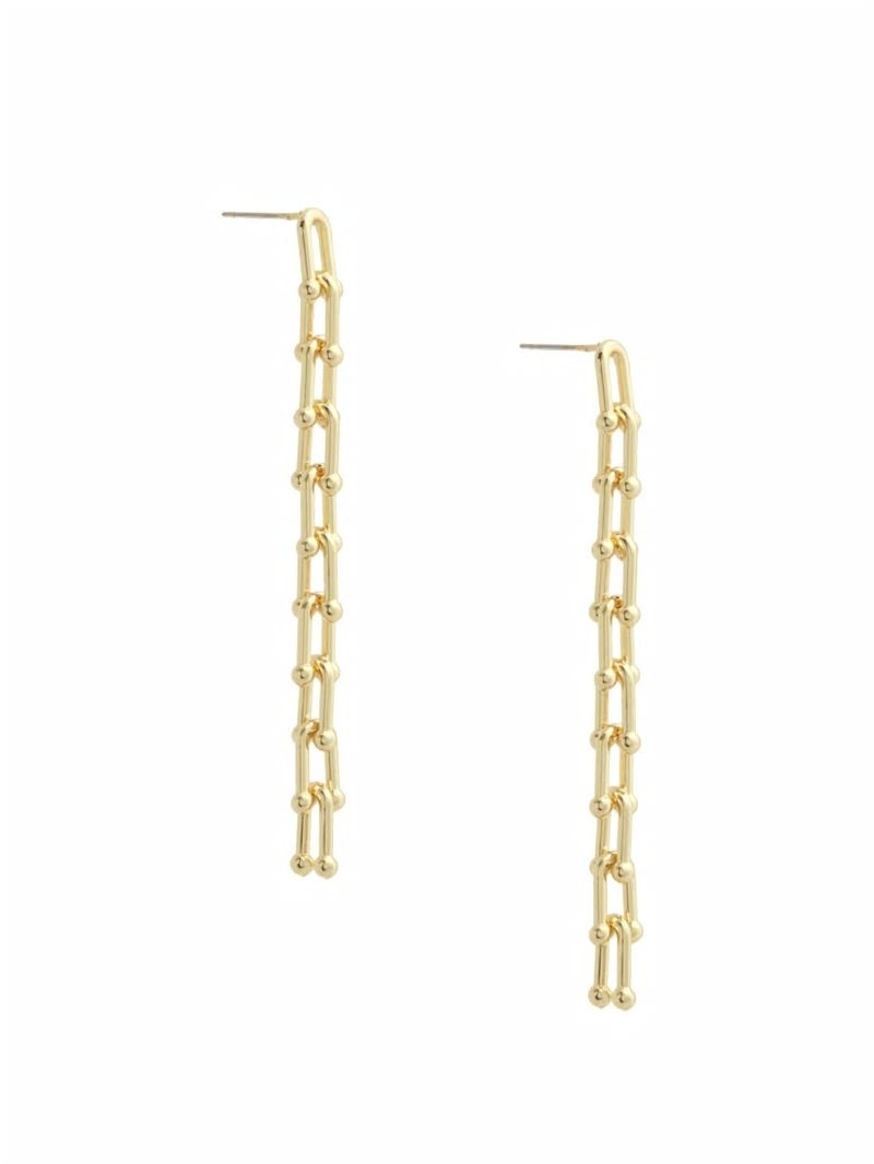 Guess 14K Gold-Plated Linear Chain Earrings - Gold Guess 14K Gold-Plated Linear Chain Earrings - Gold