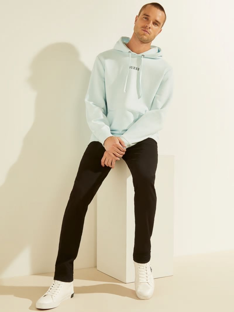 Guess Eco Roy Logo Hoodie - Marseille Blue Guess Eco Roy Logo Hoodie - Marseille Blue