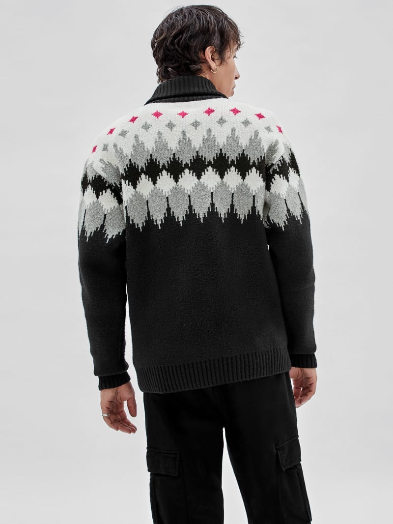 Guess GUESS Originals Knit Zip-Up Sweater - Jet Black Multi Guess GUESS Originals Knit Zip-Up Sweater - Jet Black Multi