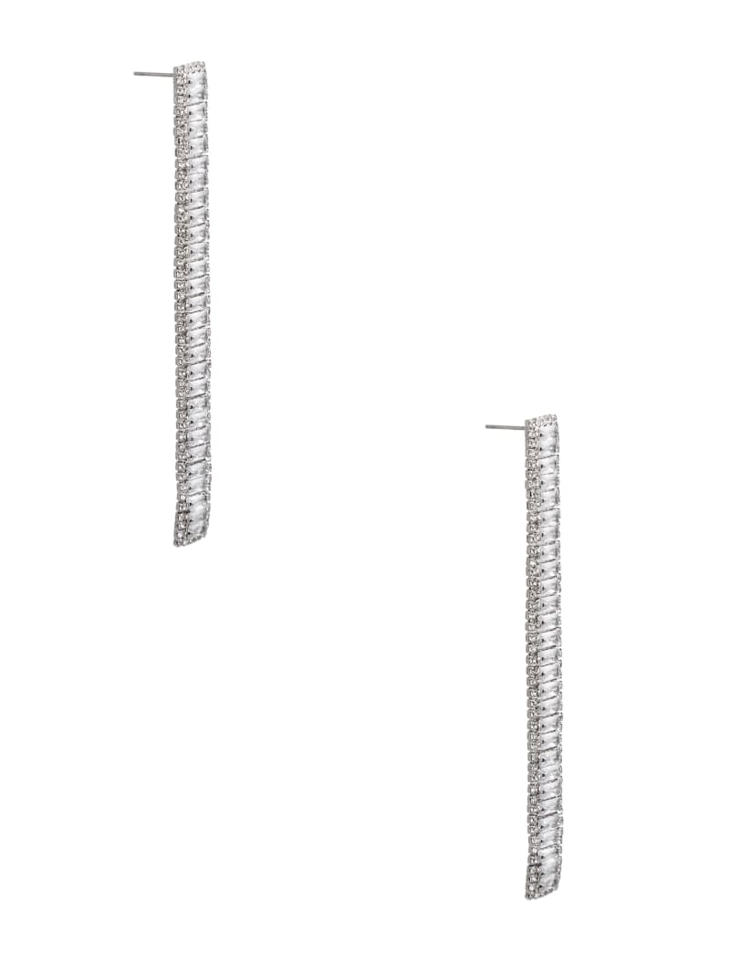 Guess Silver-Tone Linear Baguette Earrings - Silver Guess Silver-Tone Linear Baguette Earrings - Silver