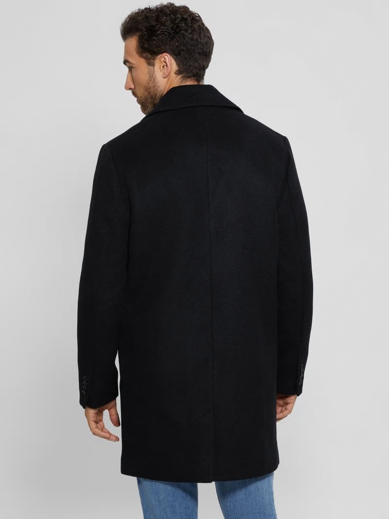 Guess Bel Air Melton Wool-Blend Peacoat - Black Guess Bel Air Melton Wool-Blend Peacoat - Black