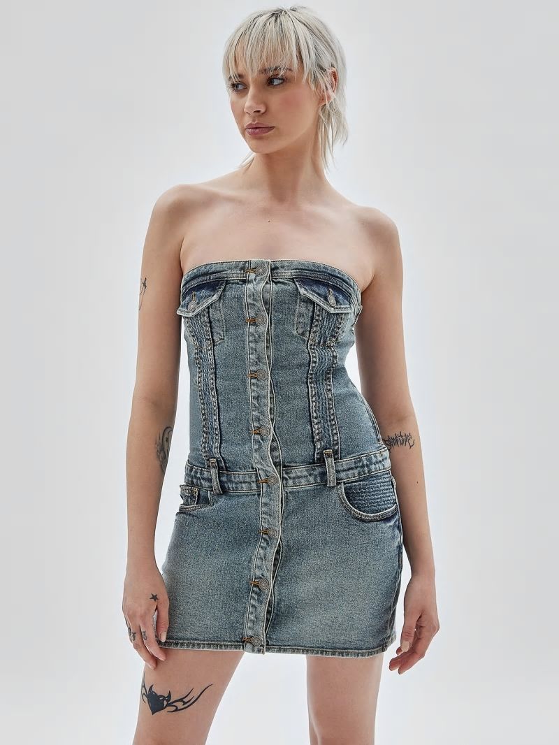 Guess GUESS Originals Vintage Strapless Dress - Go Vintage Tinted Medium