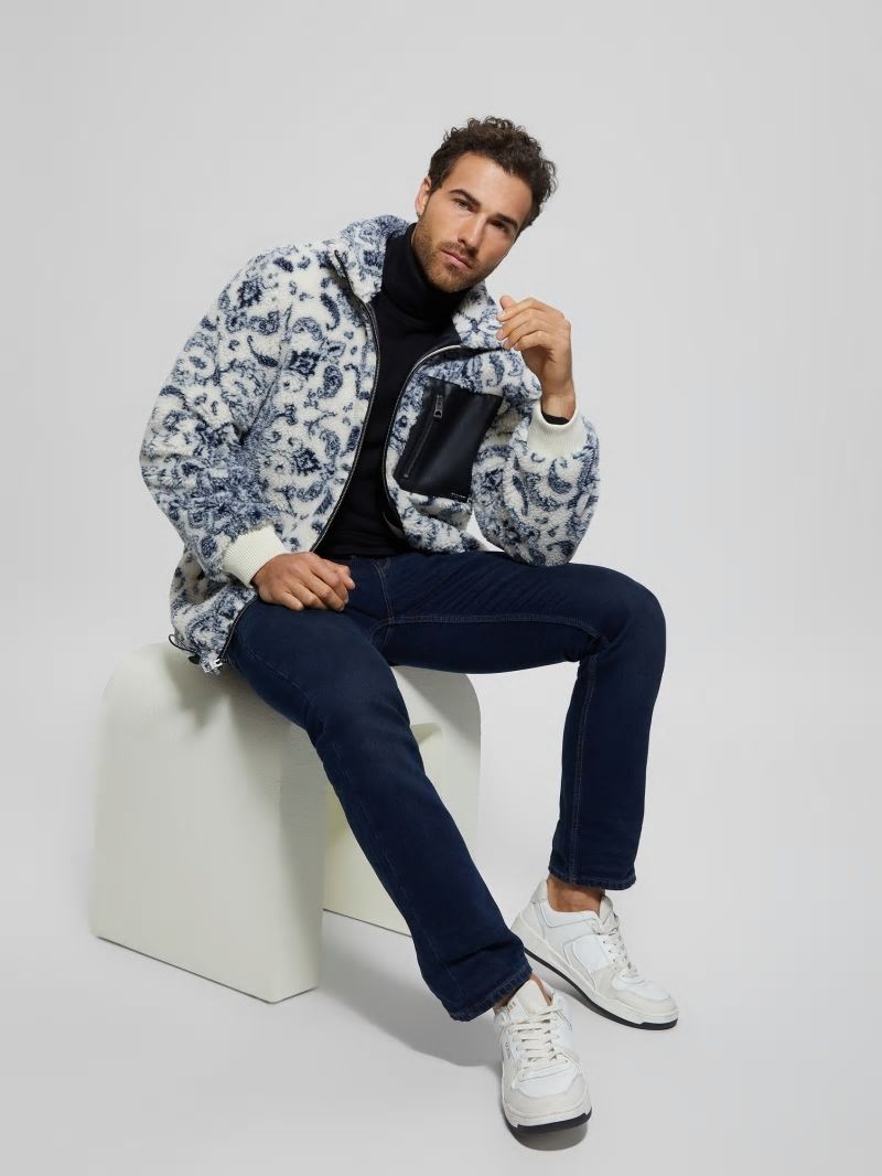 Guess Eco Sherpa Jacket - White Bandana Combo Guess Eco Sherpa Jacket - White Bandana Combo