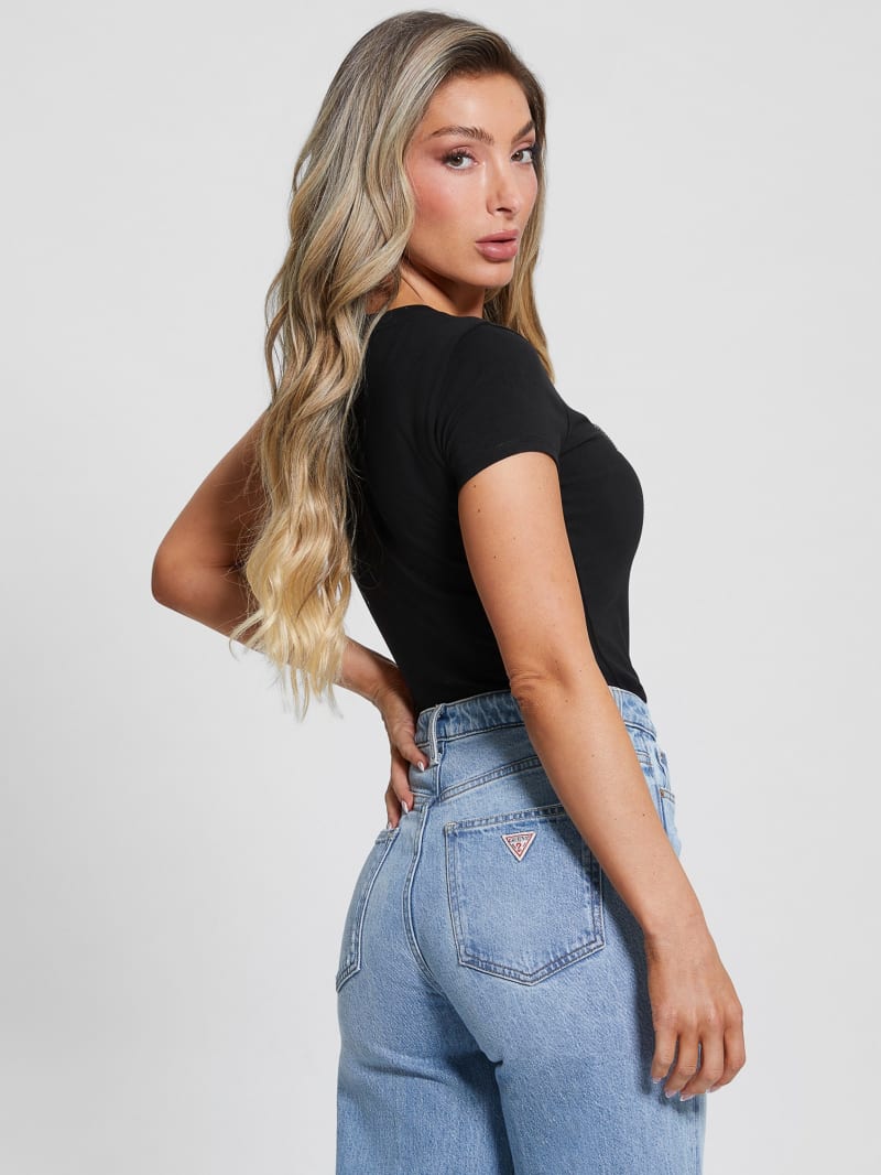 Guess Eco Crystal Triangle Logo Tee - Black Guess Eco Crystal Triangle Logo Tee - Black