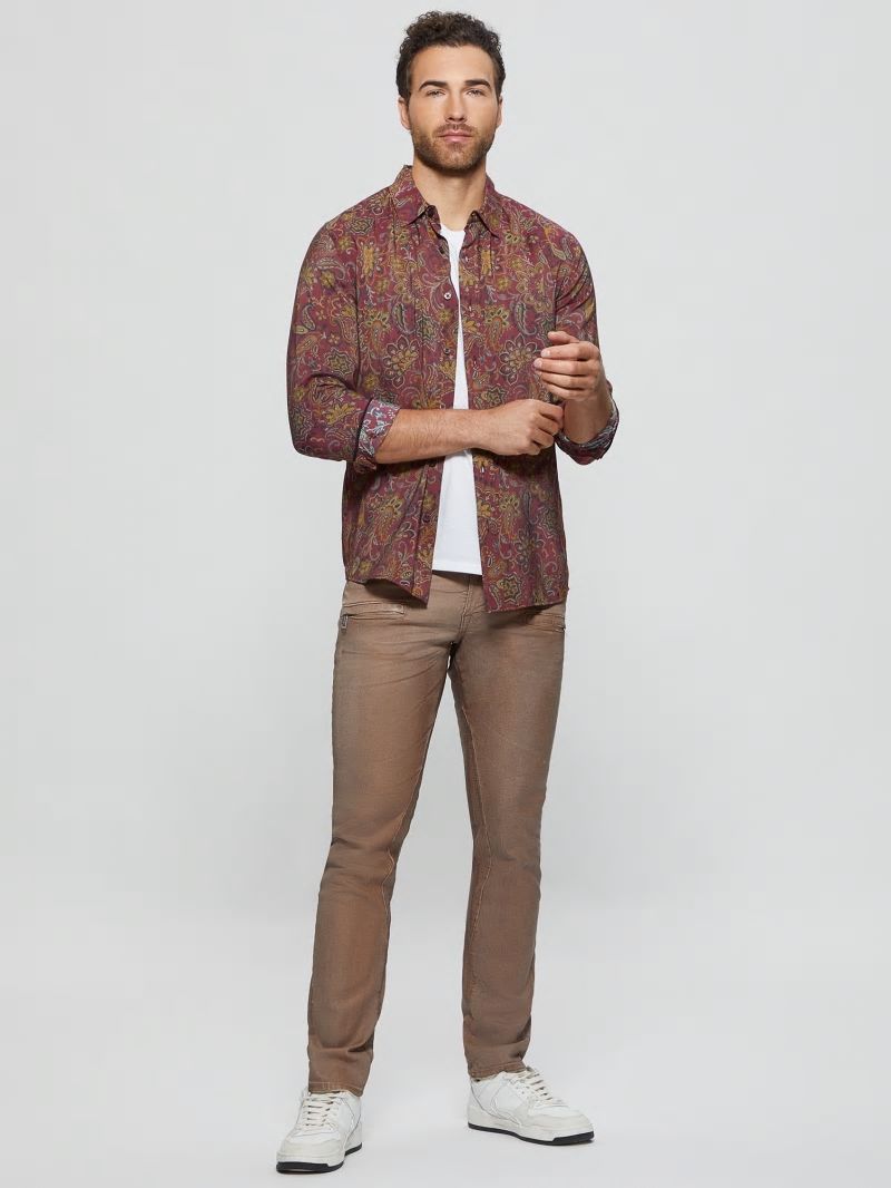 Guess Eco Sandwash Jacobean Shirt - Ikat Jacobean Truffle Guess Eco Sandwash Jacobean Shirt - Ikat Jacobean Truffle