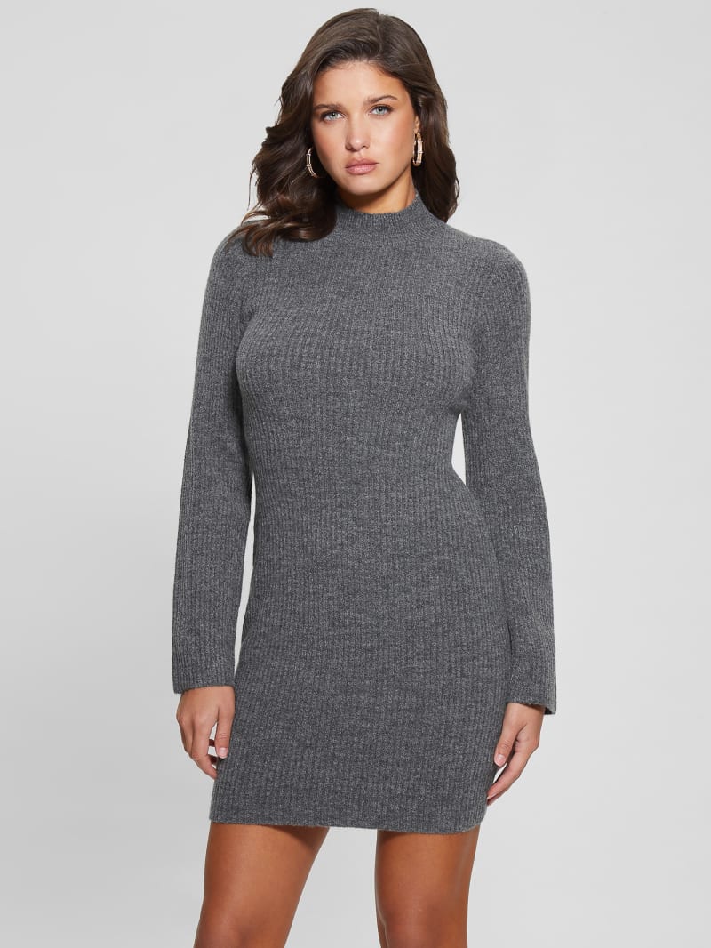 Guess Toki Mock Neck Sweater Dress - Dark Coal Heather Guess Toki Mock Neck Sweater Dress - Dark Coal Heather