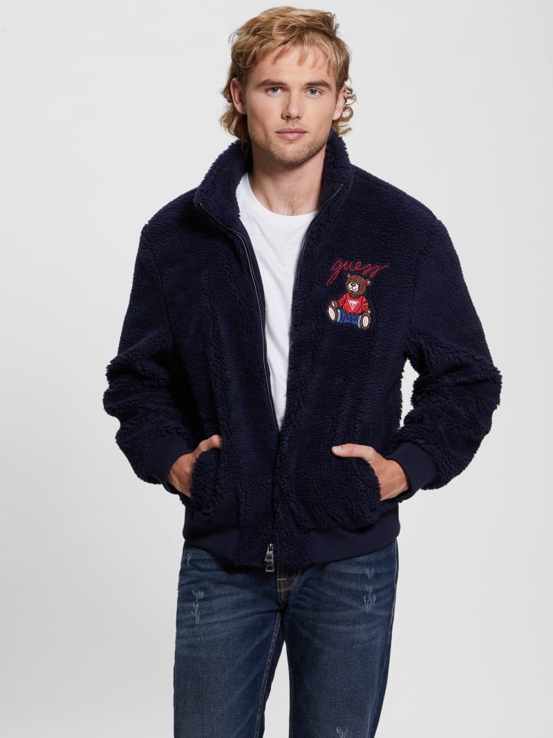 Guess Bear Sherpa Jacket - Bleu &eacute;L&eacute;Gant