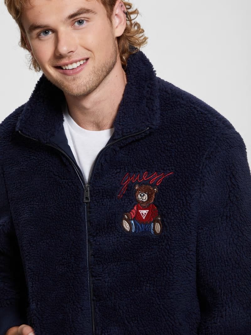 Guess Bear Sherpa Jacket - Bleu &eacute;L&eacute;Gant