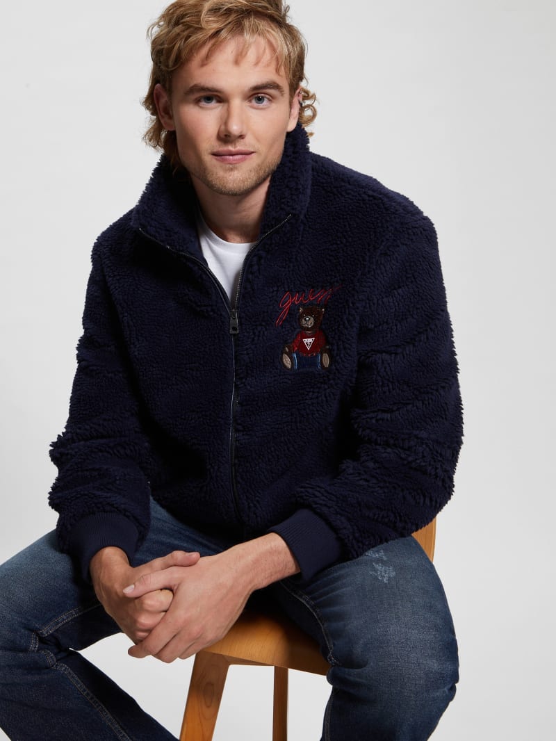 Guess Bear Sherpa Jacket - Bleu &eacute;L&eacute;Gant