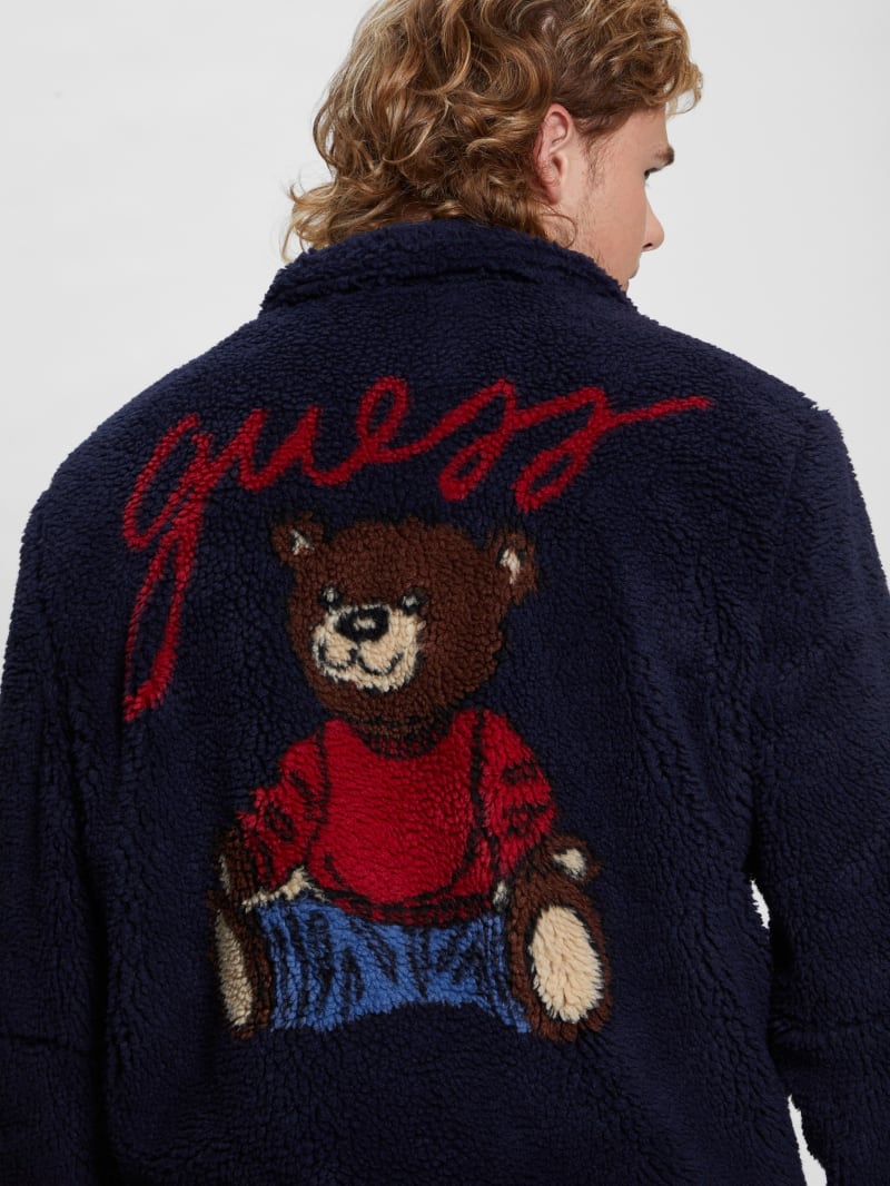 Guess Bear Sherpa Jacket - Bleu &eacute;L&eacute;Gant