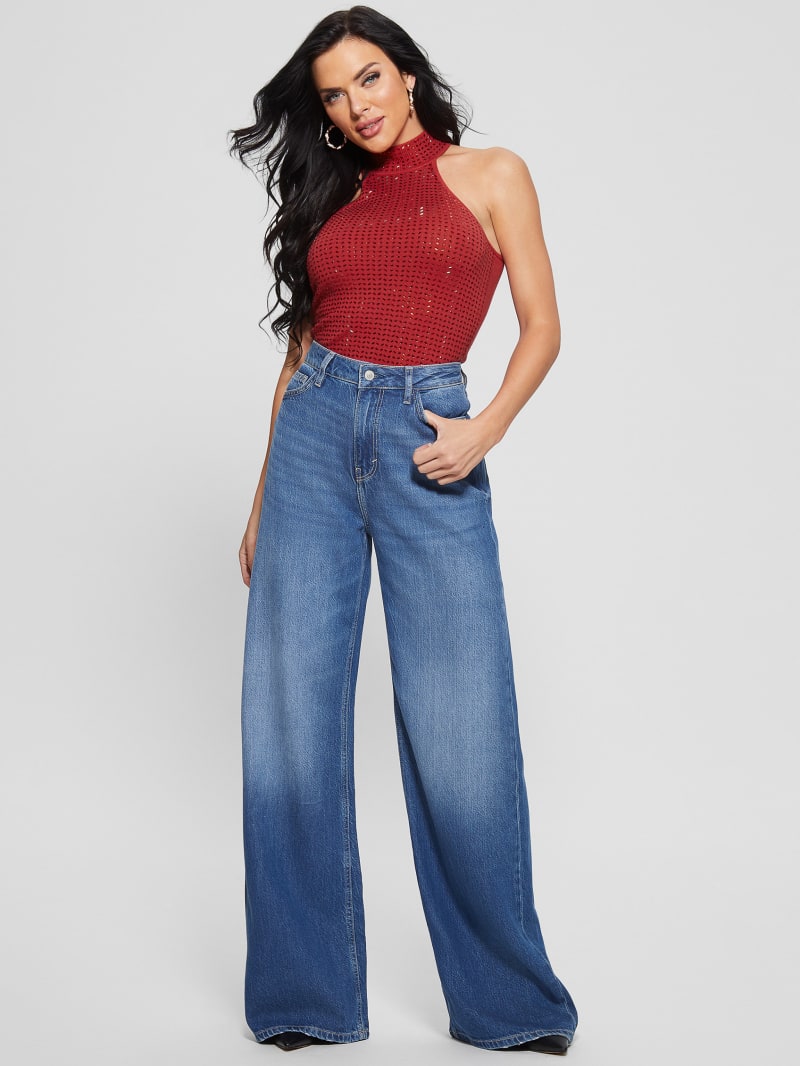 Guess Eco Celeste Mirror Sweater Top - Chili Red Guess Eco Celeste Mirror Sweater Top - Chili Red
