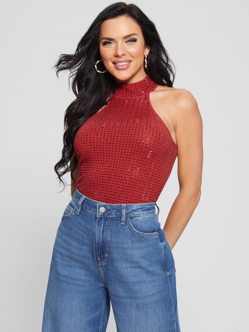 Guess Eco Celeste Mirror Sweater Top - Chili Red Guess Eco Celeste Mirror Sweater Top - Chili Red