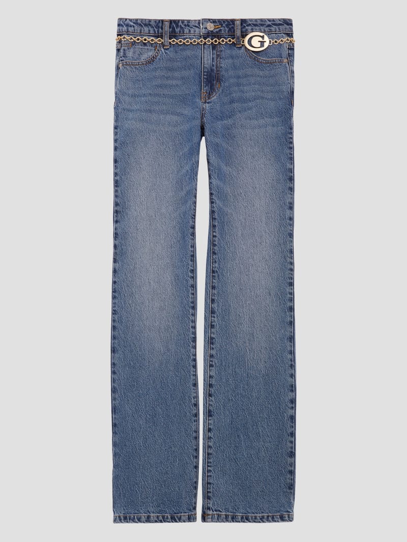 Guess Chain G-Belt Sexy Straight Jeans - Lunar Blue Wash Guess Chain G-Belt Sexy Straight Jeans - Lunar Blue Wash