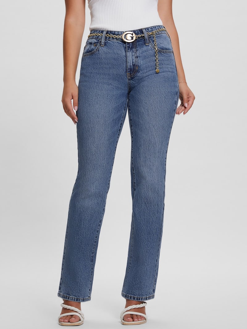 Guess Chain G-Belt Sexy Straight Jeans - Lunar Blue Wash Guess Chain G-Belt Sexy Straight Jeans - Lunar Blue Wash