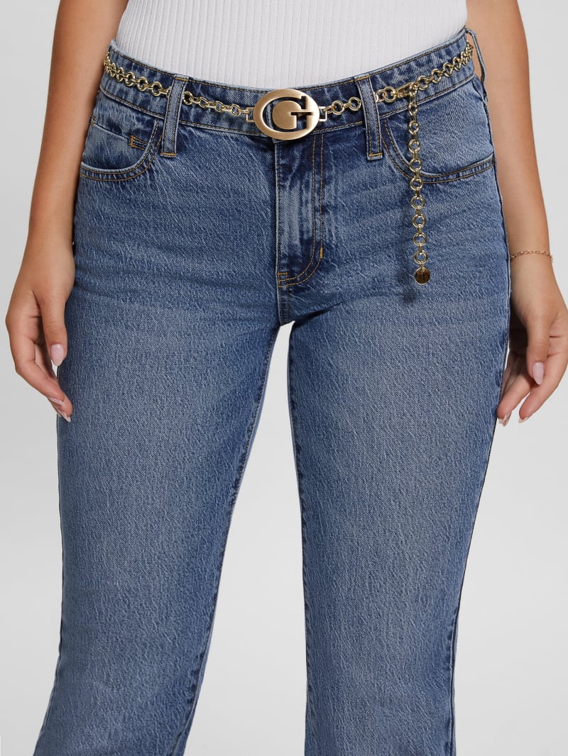 Guess Chain G-Belt Sexy Straight Jeans - Lunar Blue Wash Guess Chain G-Belt Sexy Straight Jeans - Lunar Blue Wash