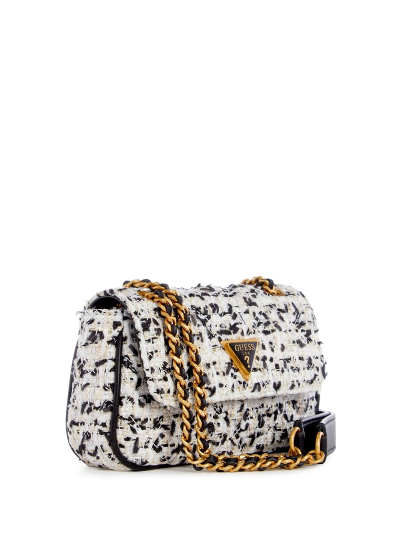 Guess Giully Tweed Mini Convertible Crossbody - Cream Multi Guess Giully Tweed Mini Convertible Crossbody - Cream Multi