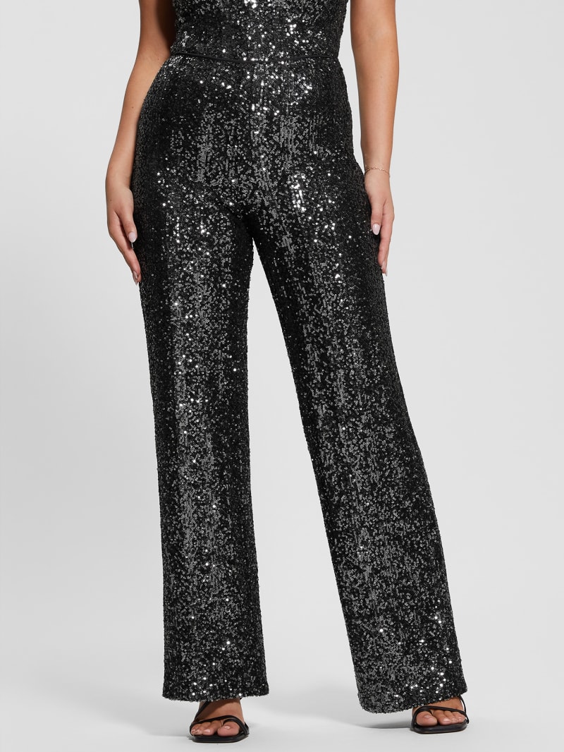 Guess Sereh Wide-Leg Sequin Pants - Asphalt Grey Multi Guess Sereh Wide-Leg Sequin Pants - Asphalt Grey Multi