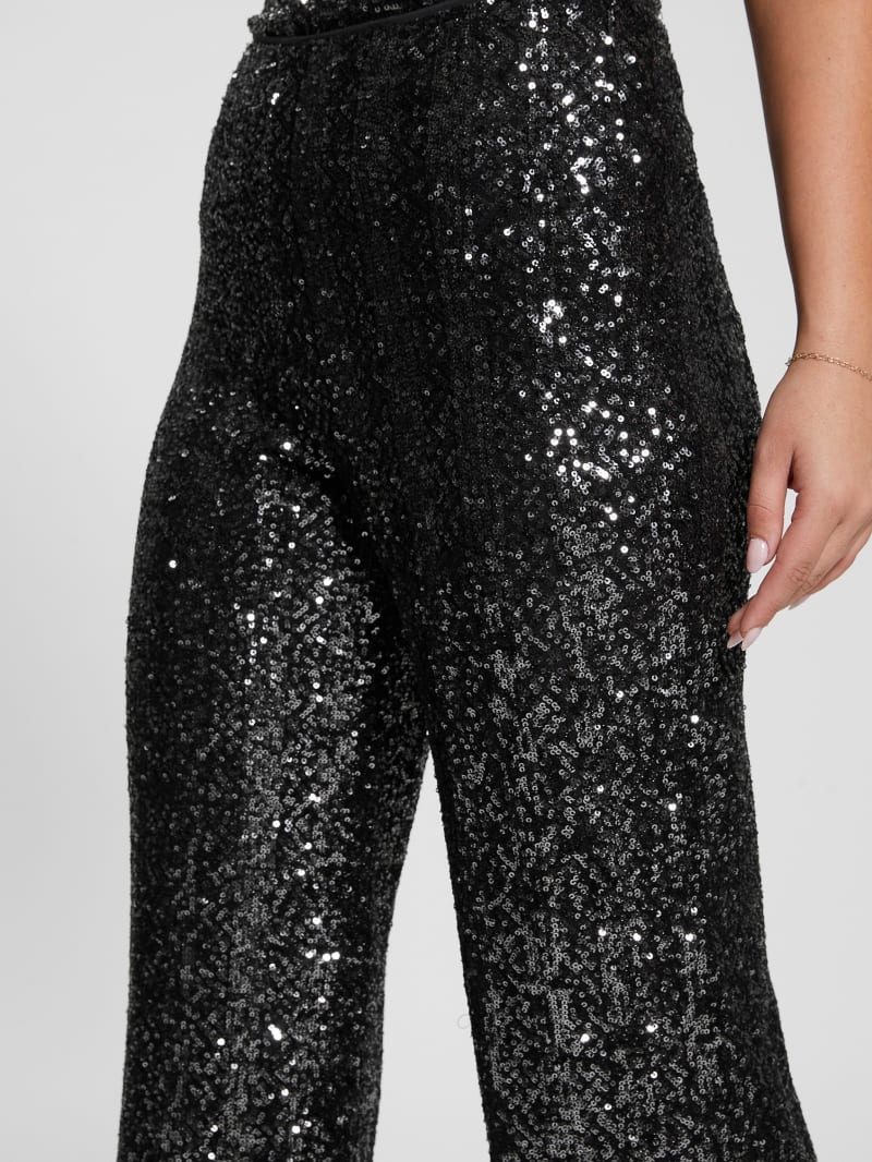 Guess Sereh Wide-Leg Sequin Pants - Asphalt Grey Multi Guess Sereh Wide-Leg Sequin Pants - Asphalt Grey Multi