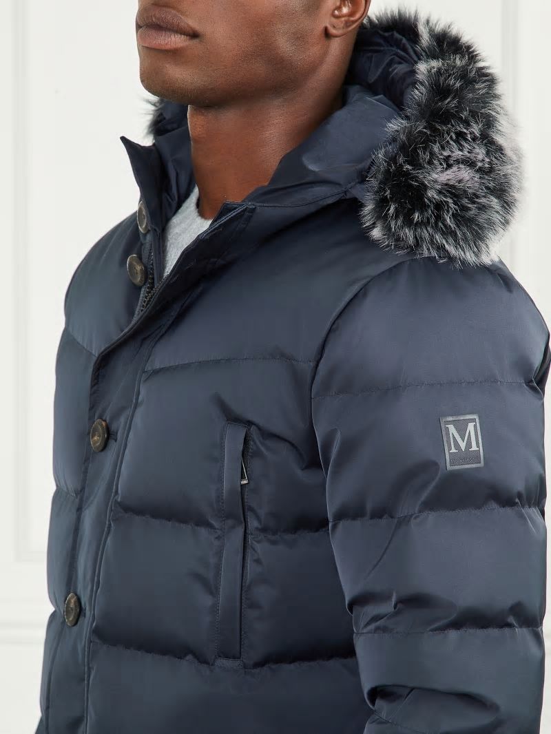 Guess Long Twill Hooded Jacket - Bleu &eacute;L&eacute;Gant