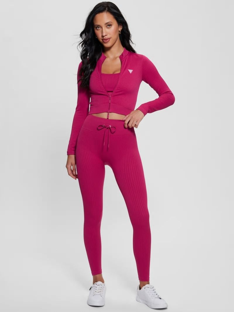 Guess Seamless Ribbed Zip Active Top - Private Purple Guess Seamless Ribbed Zip Active Top - Private Purple