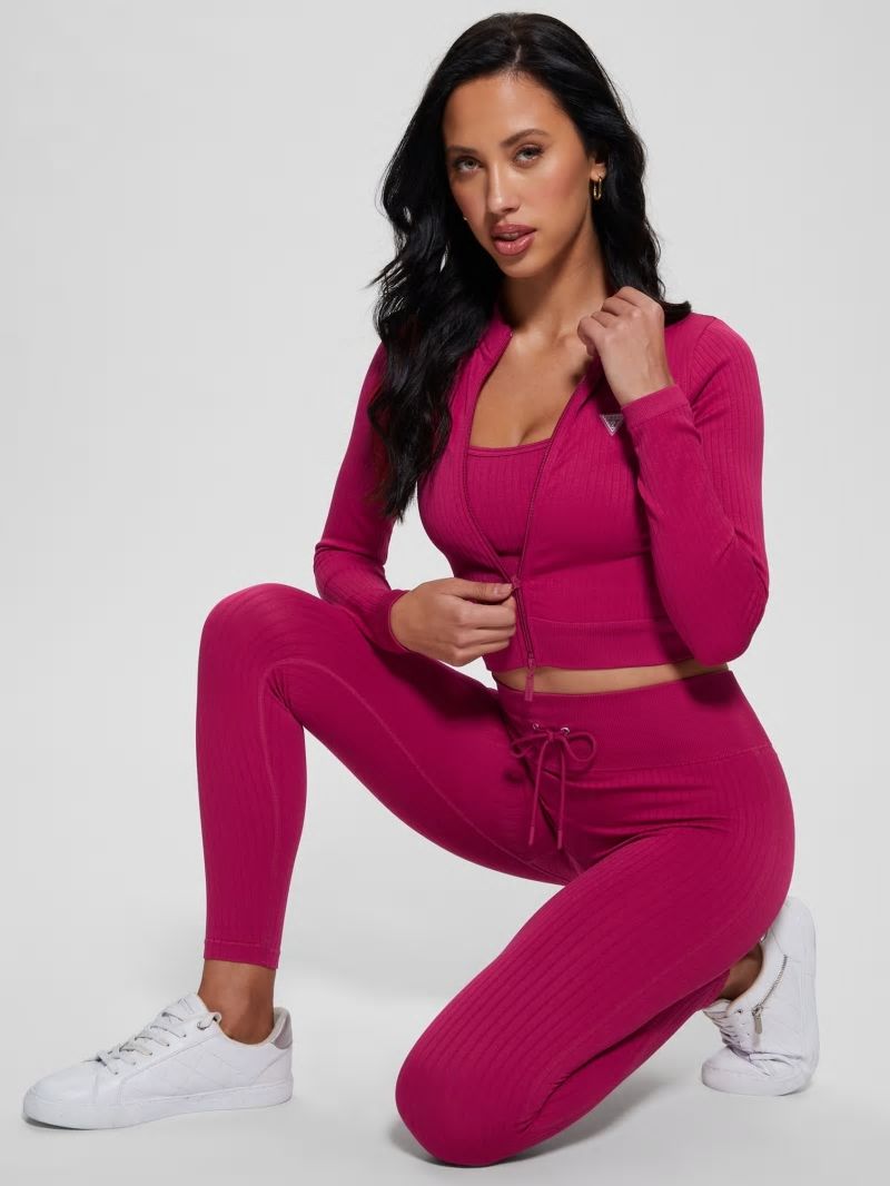 Guess Seamless Ribbed Zip Active Top - Private Purple Guess Seamless Ribbed Zip Active Top - Private Purple