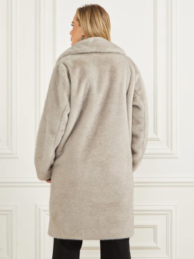 Guess Bianca Faux-Fur Coat - Grey Pearl Multi Guess Bianca Faux-Fur Coat - Grey Pearl Multi