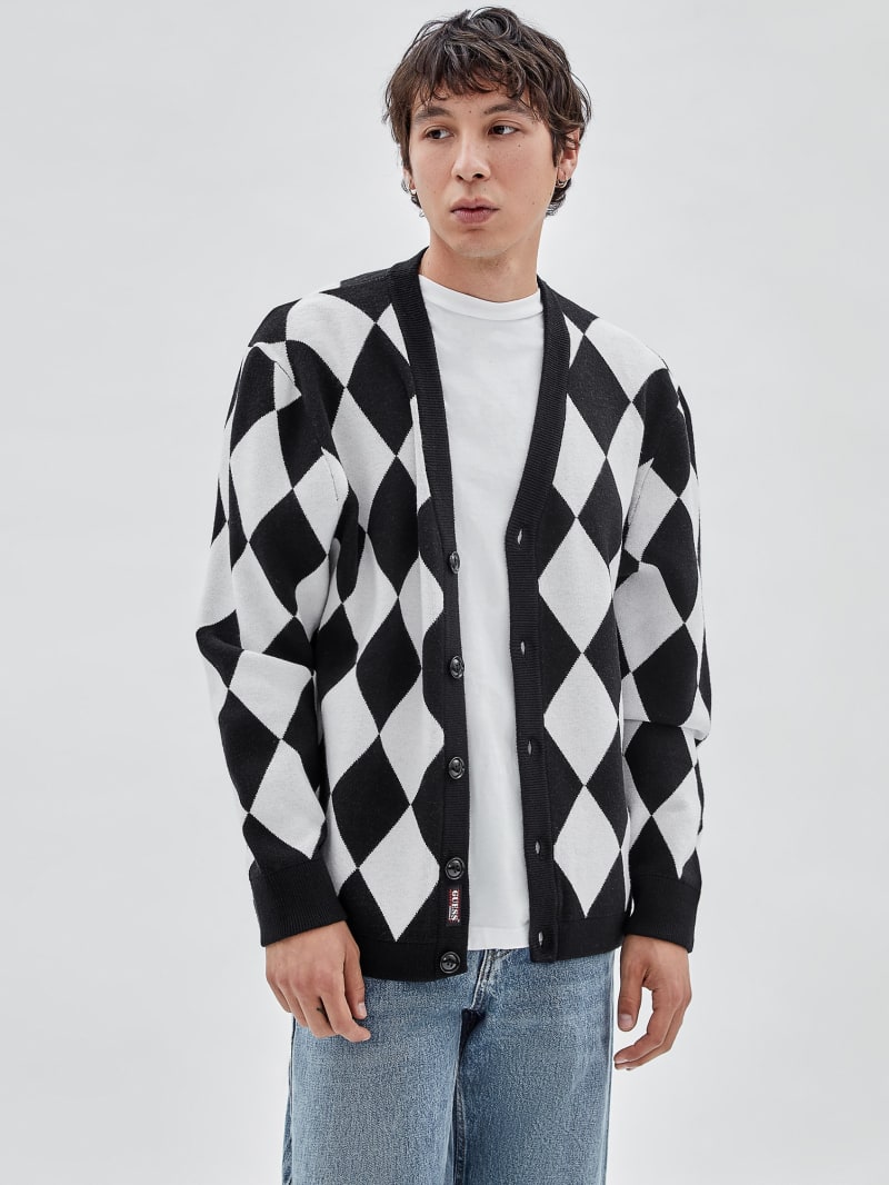 Guess GUESS Originals Diamond Knit Cardigan - Jet Black Multi Guess GUESS Originals Diamond Knit Cardigan - Jet Black Multi