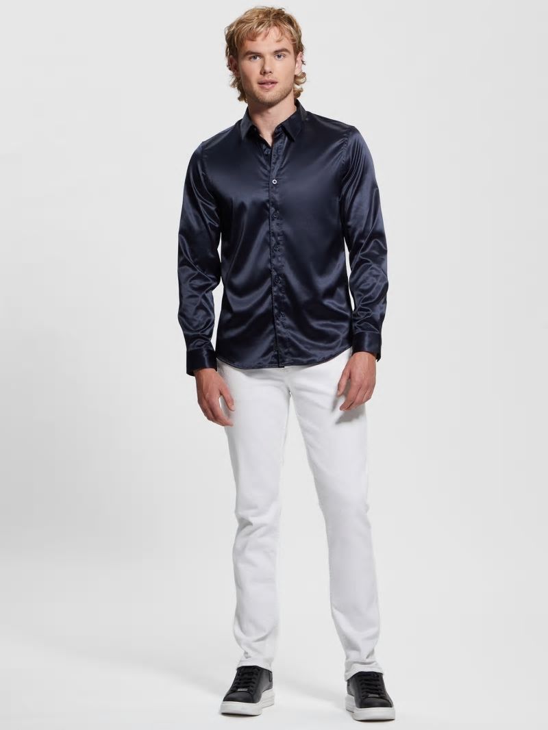 Guess Long-Sleeve Regal Shirt - Bleu &eacute;L&eacute;Gant