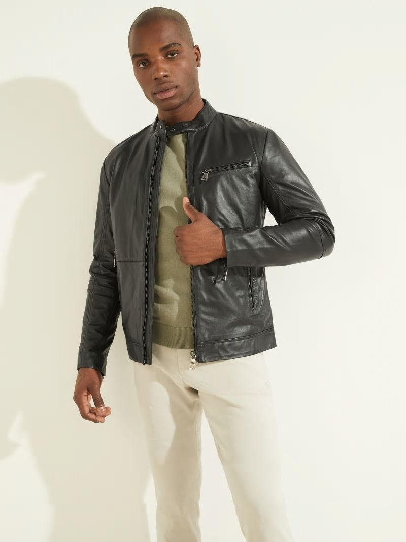 Guess Leather Biker Jacket - Black Guess Leather Biker Jacket - Black