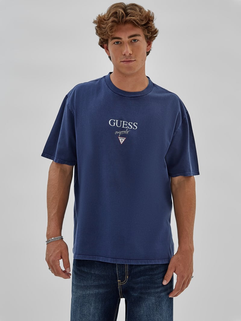 Guess GUESS Originals Printed Baker Logo Tee - Cave Blue Multi