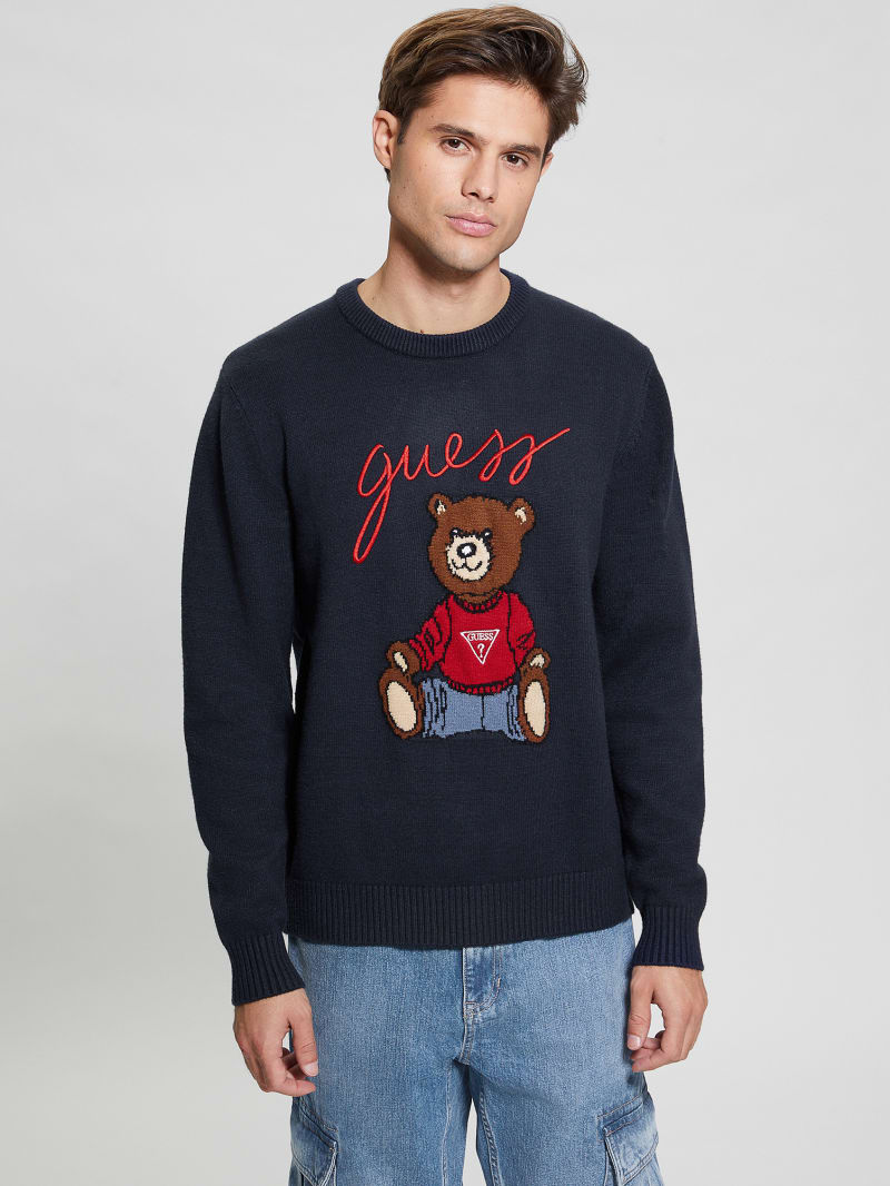 Guess Eco Liam Bear Sweater - Bleu éLéGant Guess Eco Liam Bear Sweater - Bleu éLéGant