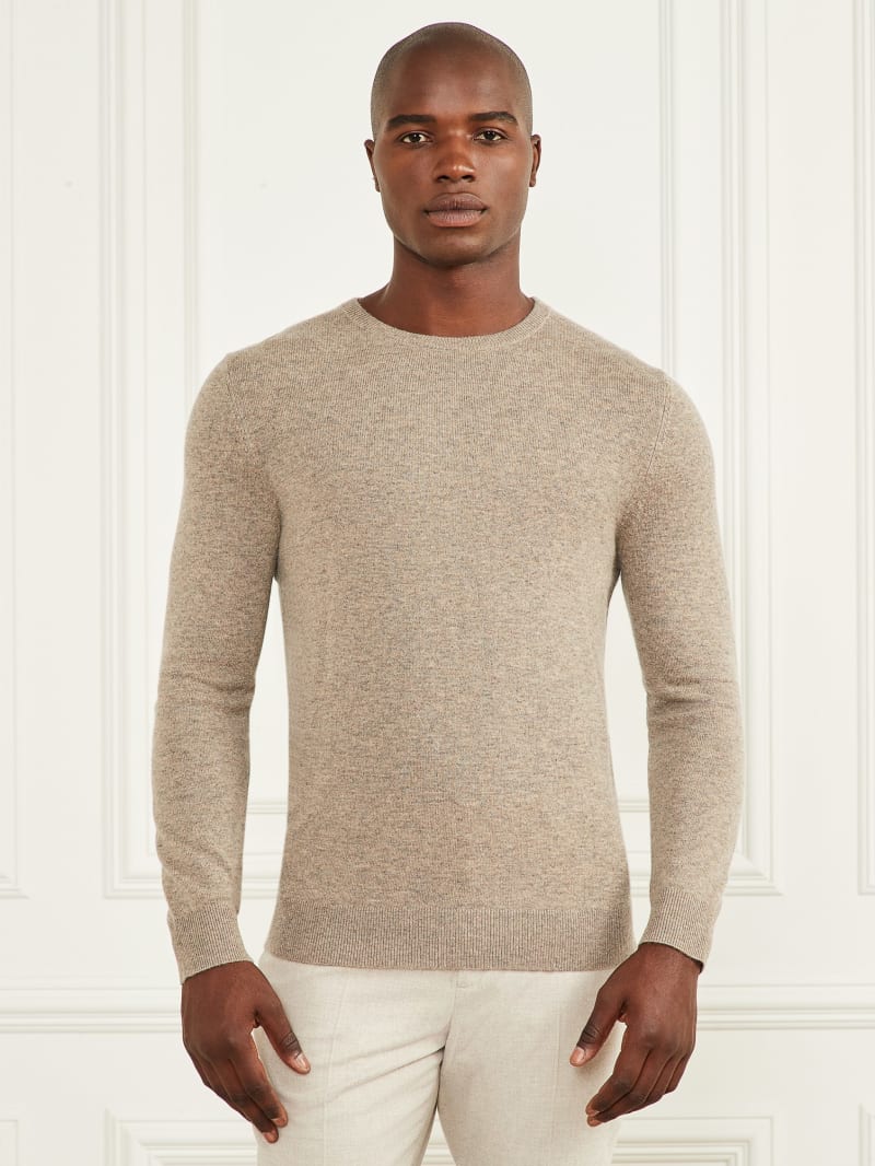 Guess Cashmere-Blend Crewneck Sweater - Earthenware Heather Guess Cashmere-Blend Crewneck Sweater - Earthenware Heather