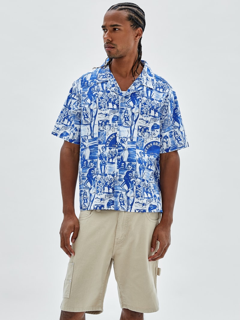 Guess GUESS Originals Vintage Print Shirt - Pure White Multi Guess GUESS Originals Vintage Print Shirt - Pure White Multi