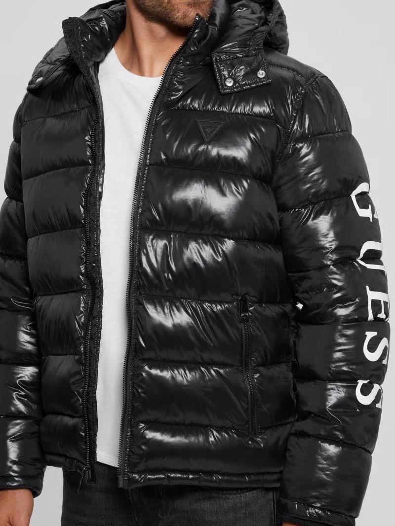 Guess Shiny Hooded Puffer Jacket - Black Guess Shiny Hooded Puffer Jacket - Black