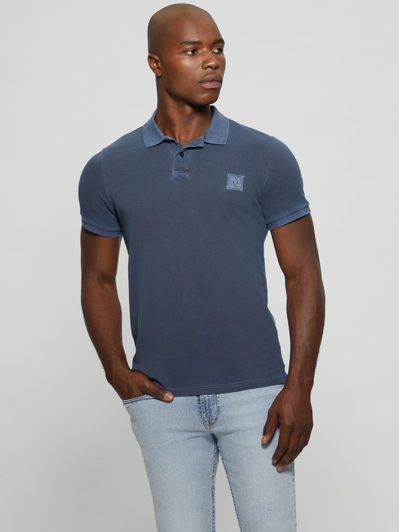 Guess Eco Washed Polo - Bleu &eacute;L&eacute;Gant