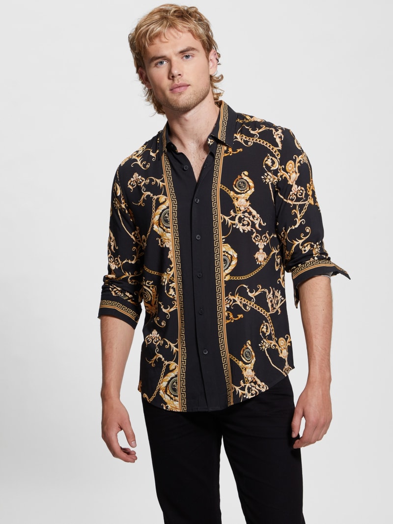 Guess Eco Gold Chain Shirt - Gold Chain Logo Guess Eco Gold Chain Shirt - Gold Chain Logo