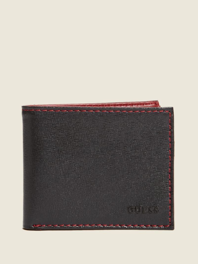Guess Contrast Stitch Slimfold Wallet - Black Guess Contrast Stitch Slimfold Wallet - Black