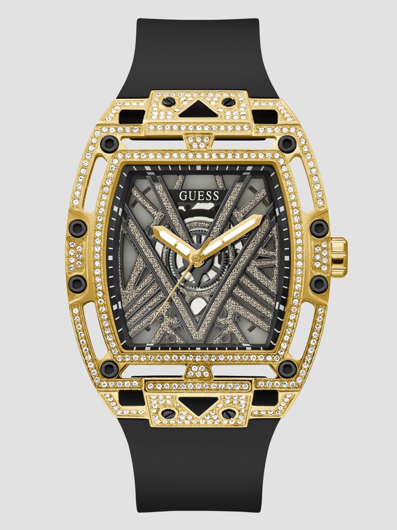 Guess Legend Cut-Through Silicon Analog Watch - Black Snakeskin
