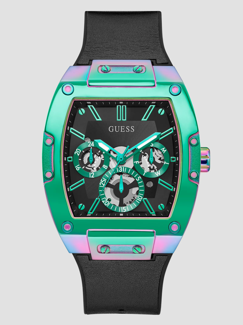 Guess Iridescent and Black Silicone Multifunction Watch - Black Multi Guess Iridescent and Black Silicone Multifunction Watch - Black Multi