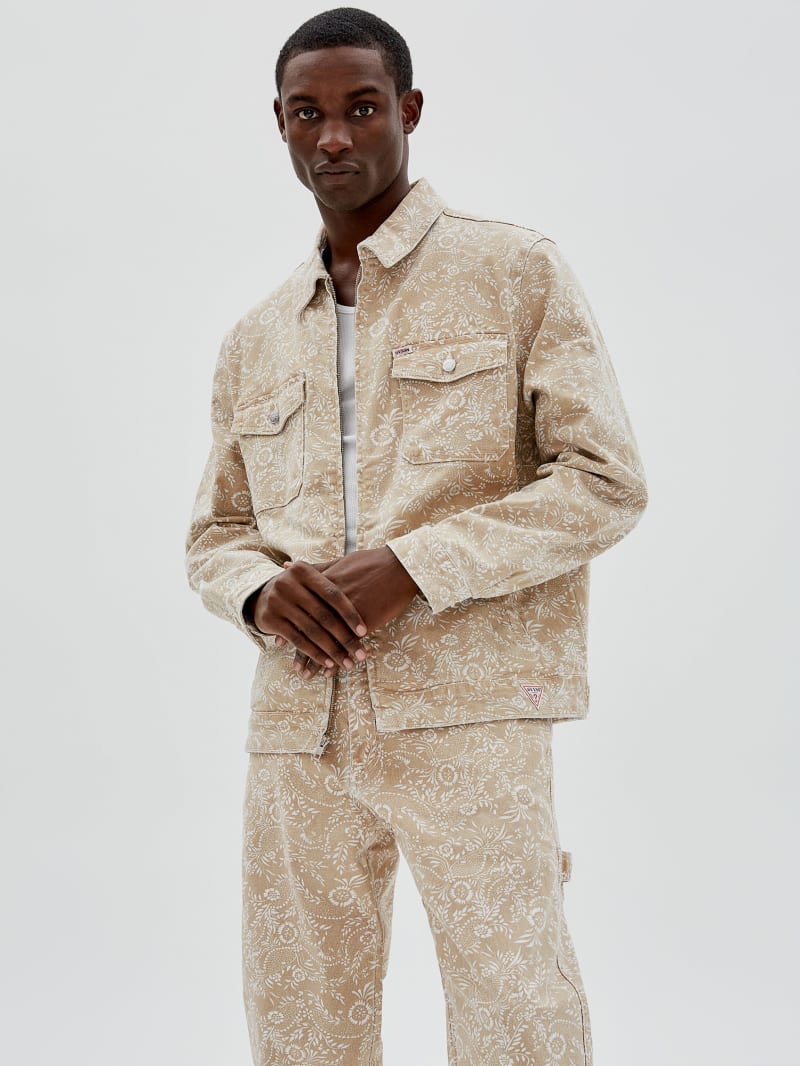 Guess GUESS Originals Bandana Trucker Jacket - Herb Tan Multi Guess GUESS Originals Bandana Trucker Jacket - Herb Tan Multi