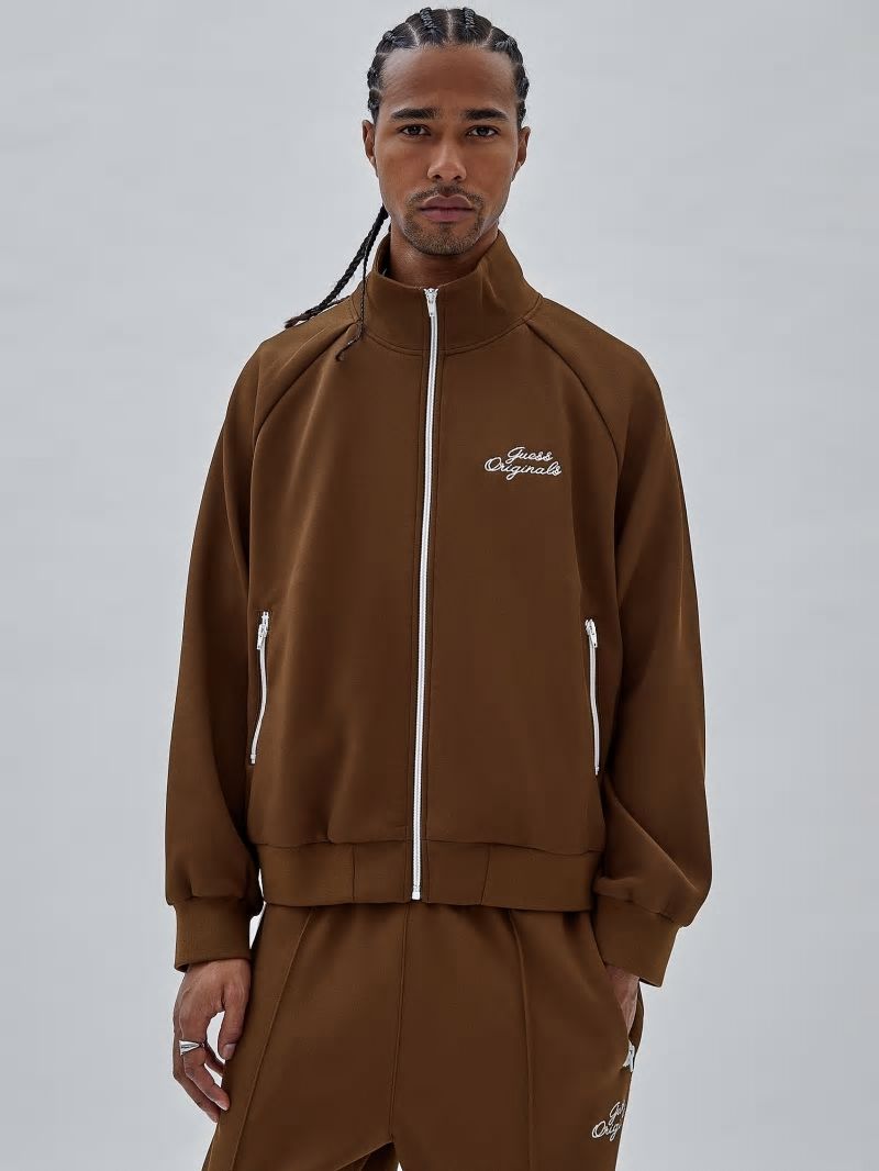 Guess GUESS Originals Eco Tricot Track Jacket - Brown Sand Guess GUESS Originals Eco Tricot Track Jacket - Brown Sand
