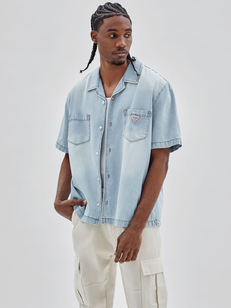 Guess GUESS Originals Denim Camp Shirt - Go Lt Wash Denim Shirt Guess GUESS Originals Denim Camp Shirt - Go Lt Wash Denim Shirt