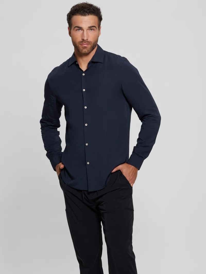 Guess Eco Sunset Long-Sleeve Shirt - Bleu éLéGant Guess Eco Sunset Long-Sleeve Shirt - Bleu éLéGant