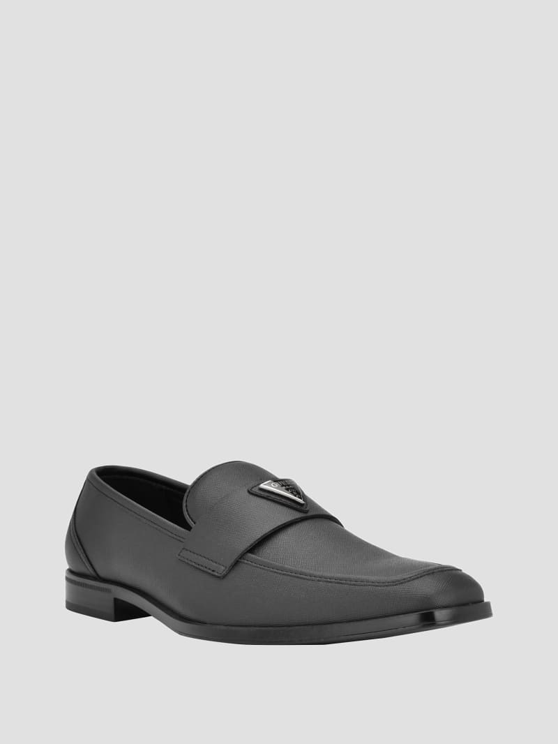 Guess Hemmer Triangle Logo Loafers - Black Leather Guess Hemmer Triangle Logo Loafers - Black Leather