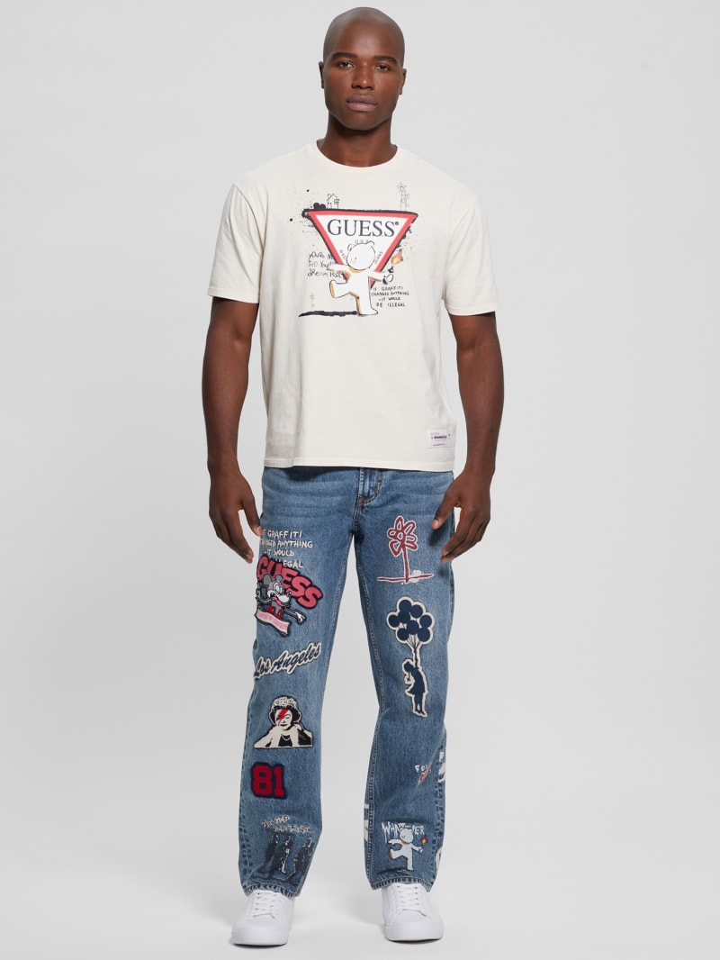 Guess Classic Patched Jeans - Weathered Stone Guess Classic Patched Jeans - Weathered Stone